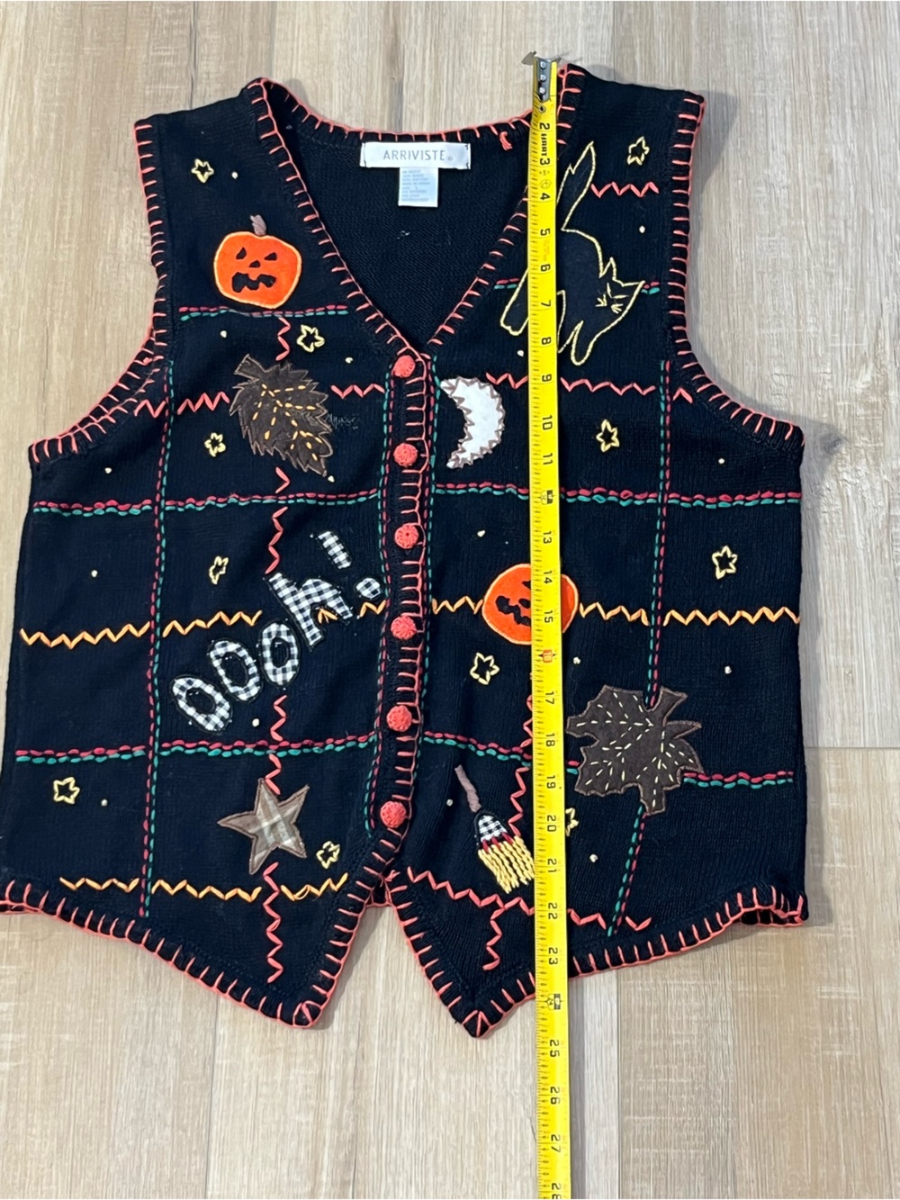 Arriviste Women’s Halloween Embroidered Front Button Vest Size Large - Picture 3 of 4